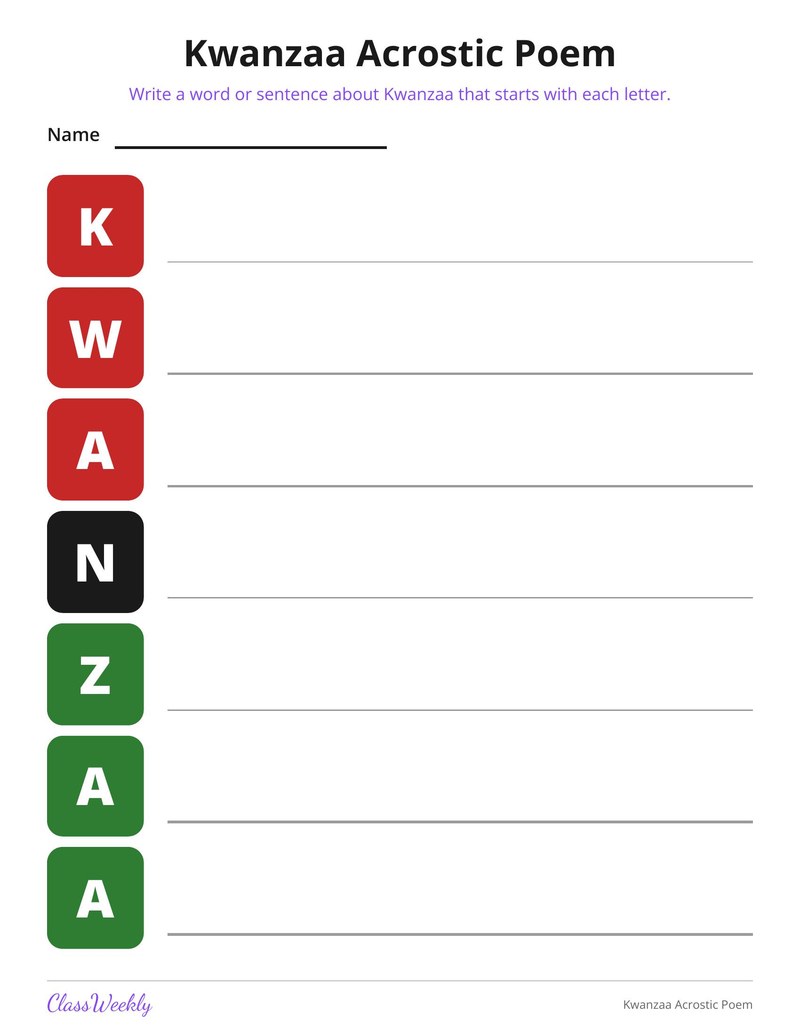 Kwanzaa Acrostic Poem