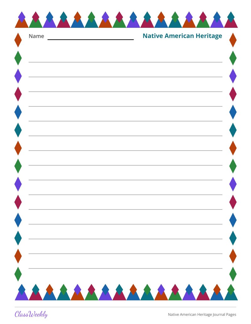 Native American Heritage Journal Pages