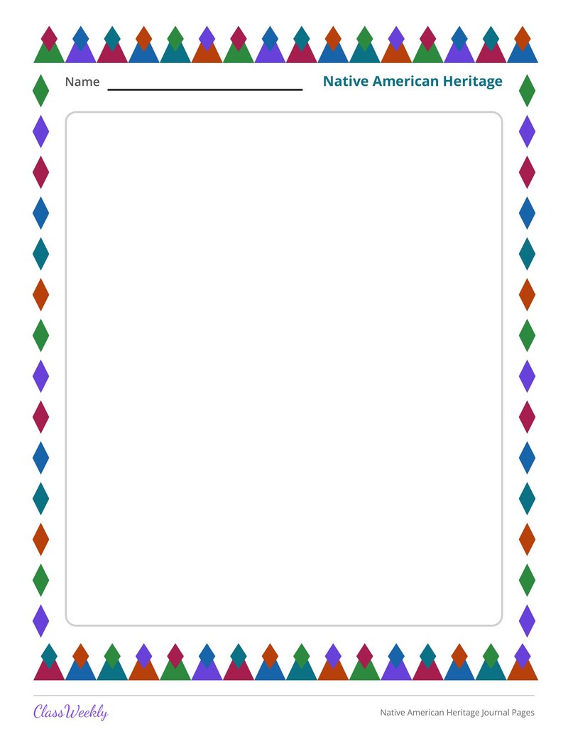 Native American Heritage Journal Pages