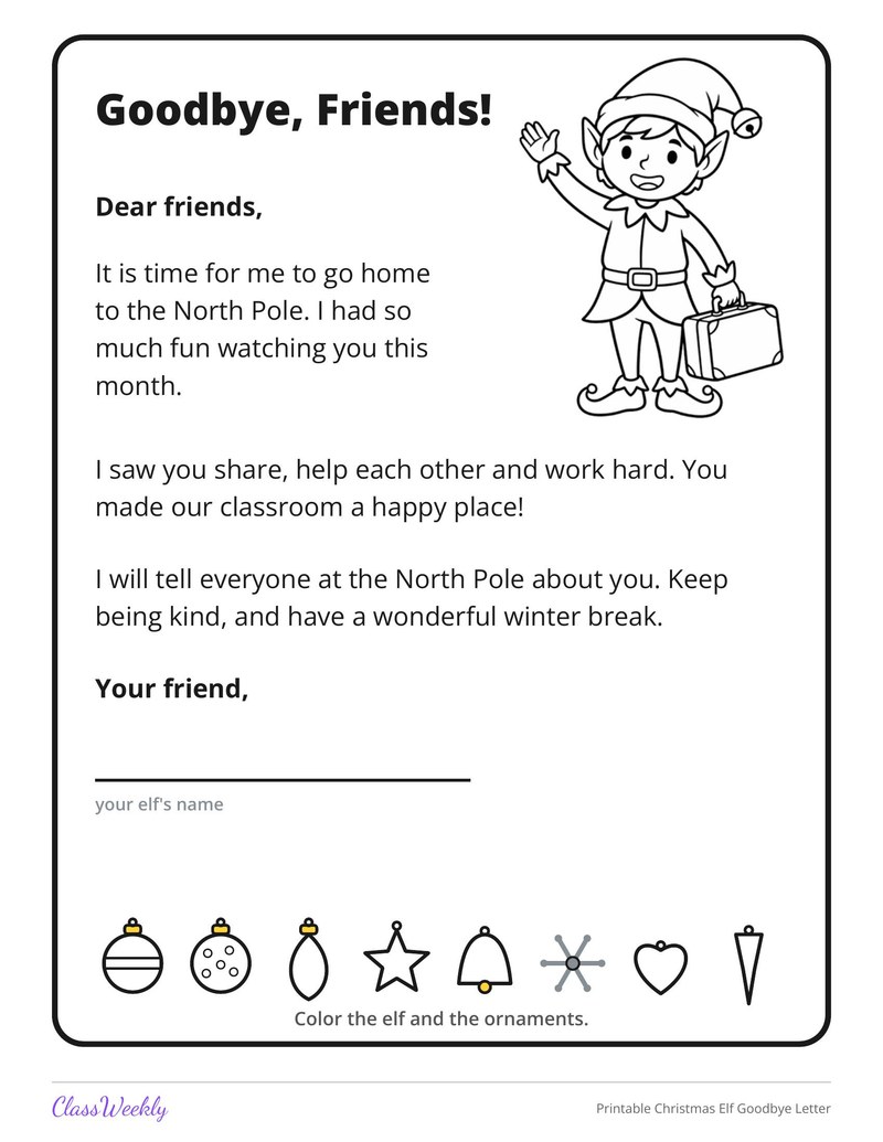 Printable Christmas Elf Goodbye Letter - Page 2