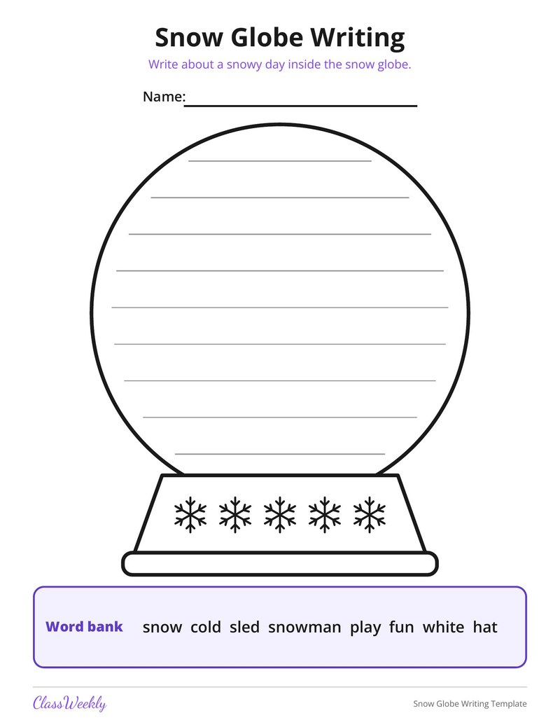 Snow Globe Writing Template - Page 1