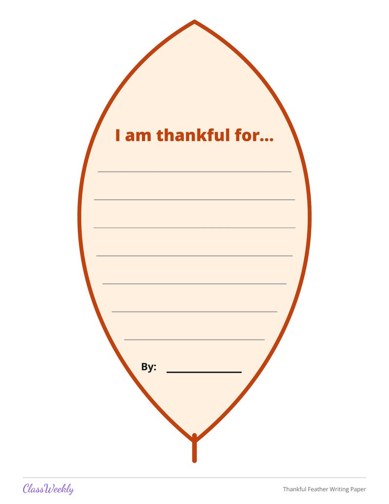 Thankful Feather Writing Paper - Page 1