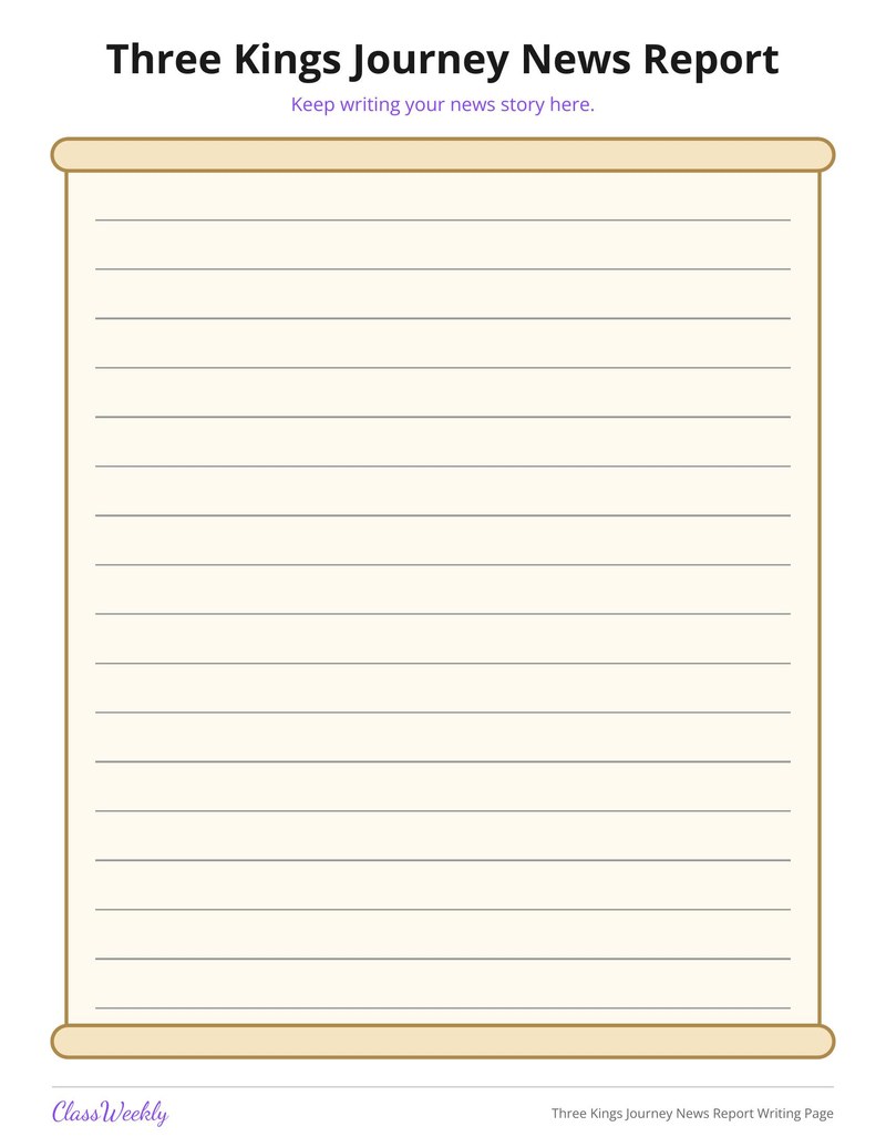Three Kings Journey News Report Writing Page - Page 2