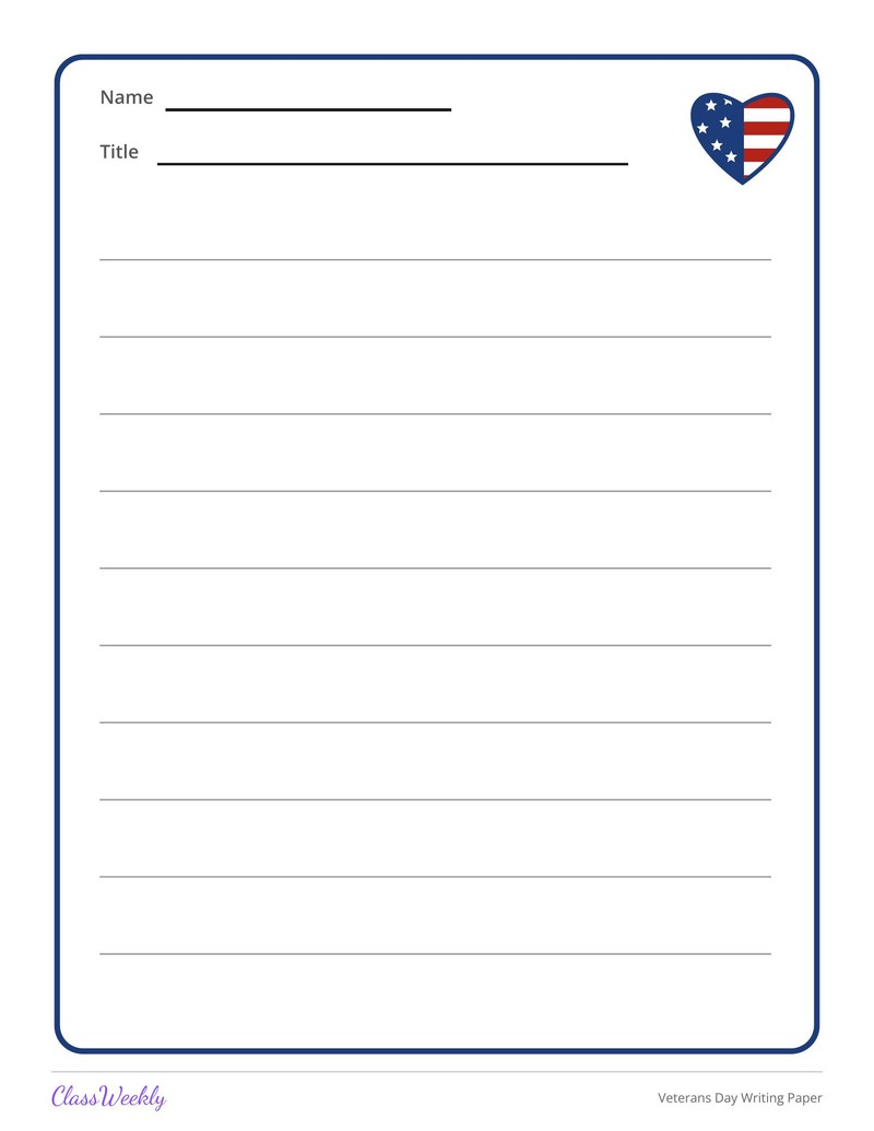 Veterans Day Writing Paper - Page 2