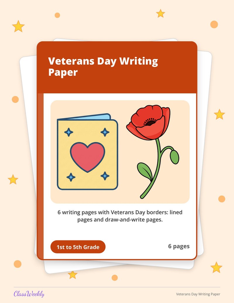 Veterans Day Writing Paper - Page 1