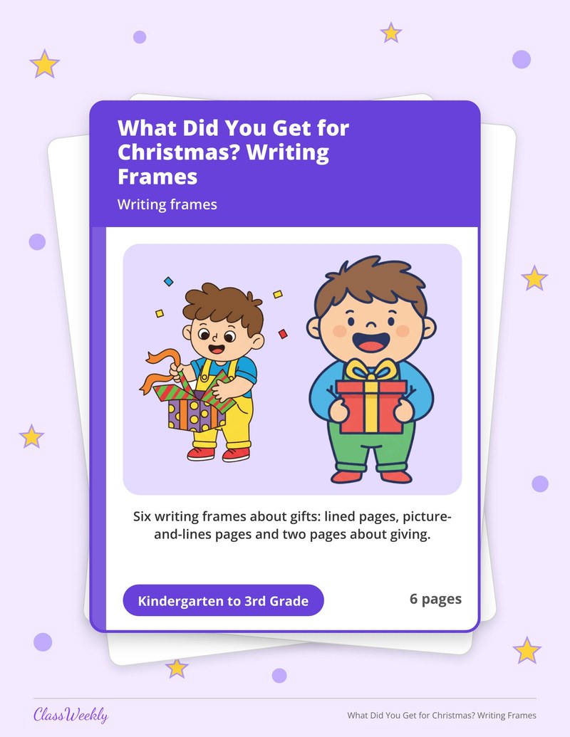 What Did You Get for Christmas? Writing Frames - Page 1