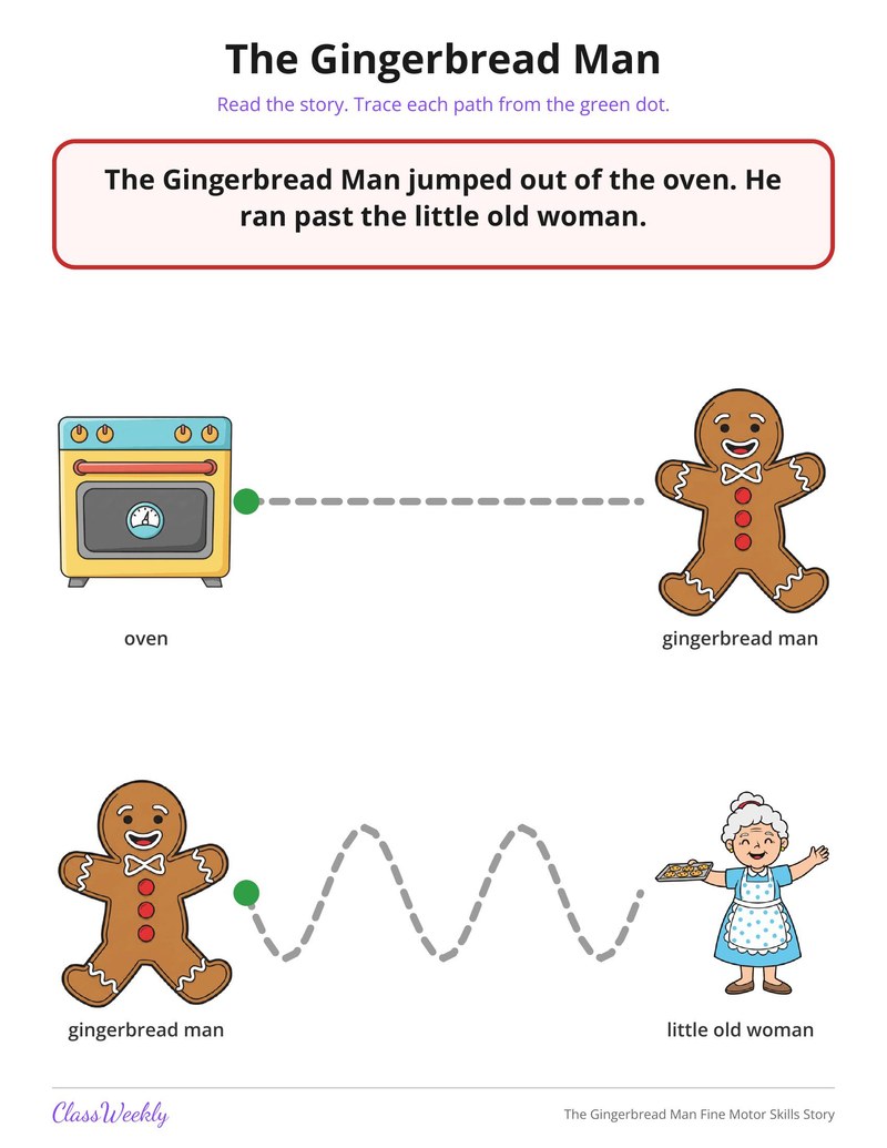 The Gingerbread Man Fine Motor Skills Story - Page 2