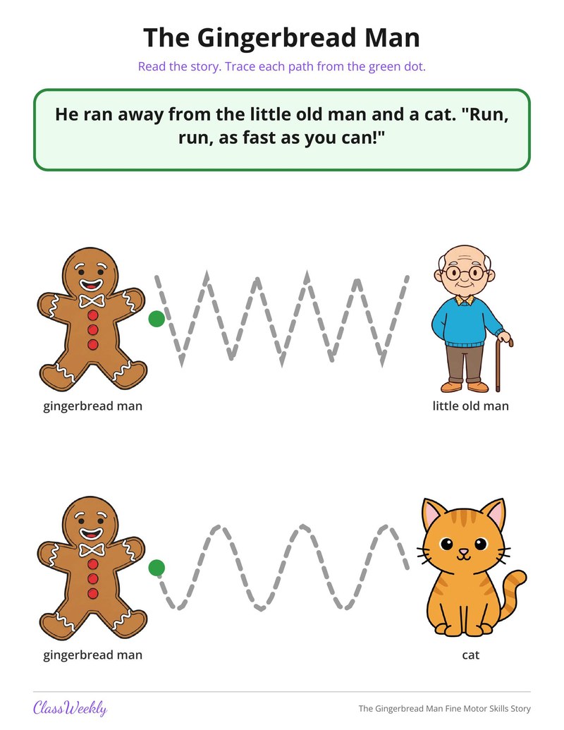The Gingerbread Man Fine Motor Skills Story - Page 3