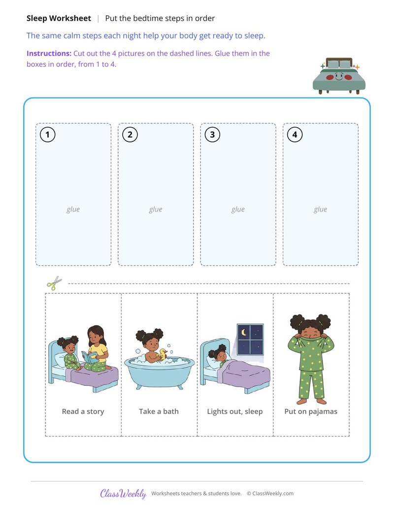 Bedtime Routine Cut and Paste