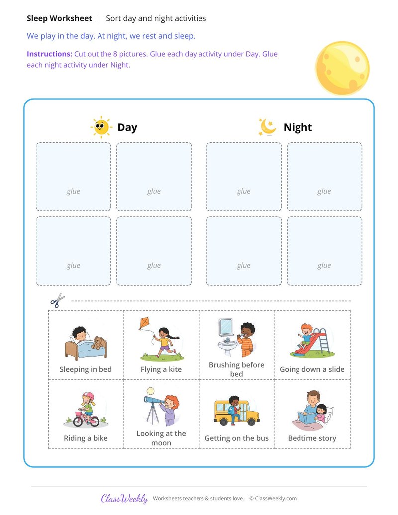 Day or Night Activities Sort