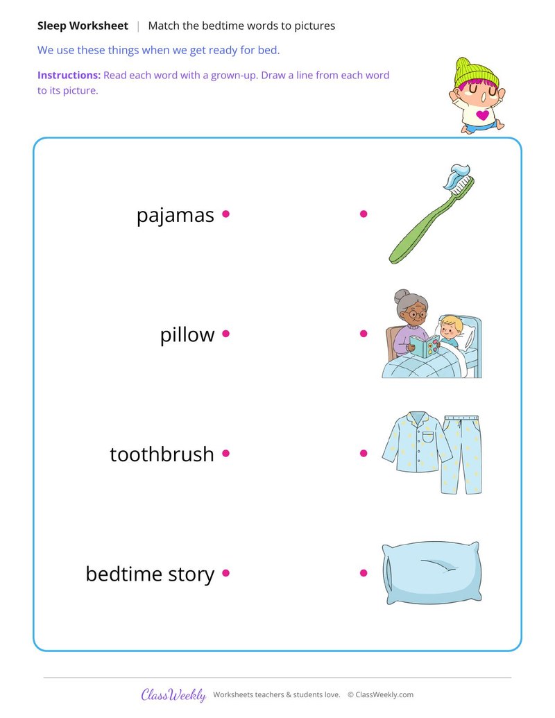 Getting Ready for Bed Picture Words