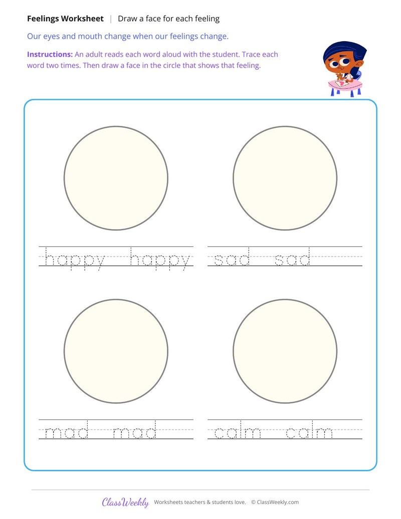 Draw the Faces for Four Feelings