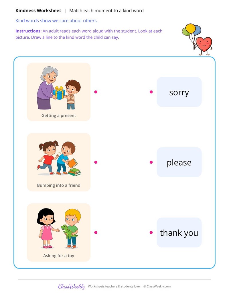 Kind Words Picture Match