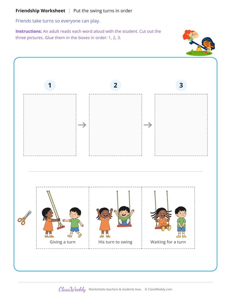 Taking Turns on the Swing, Put in Order
