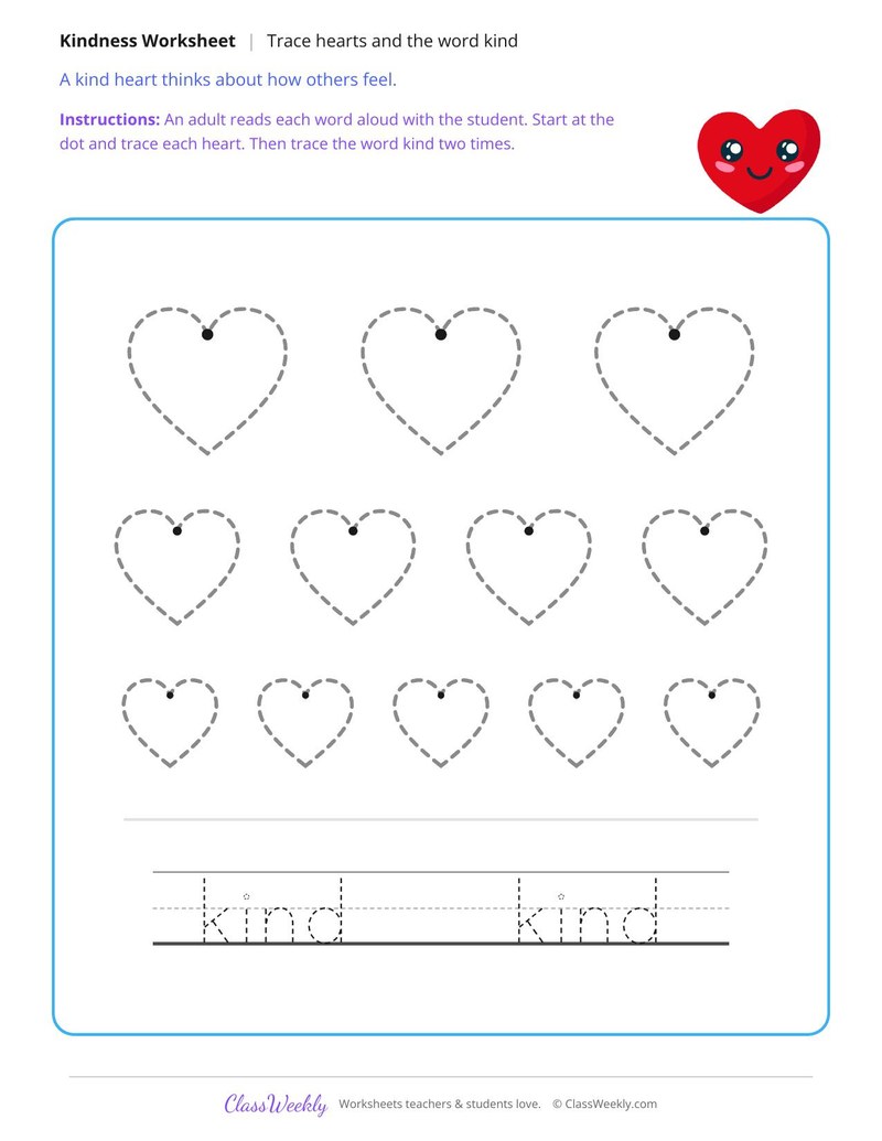 Trace the Kindness Hearts