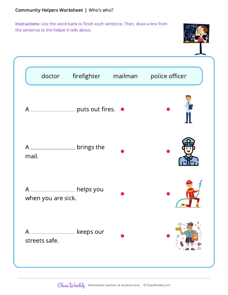 Community Helpers: Word search