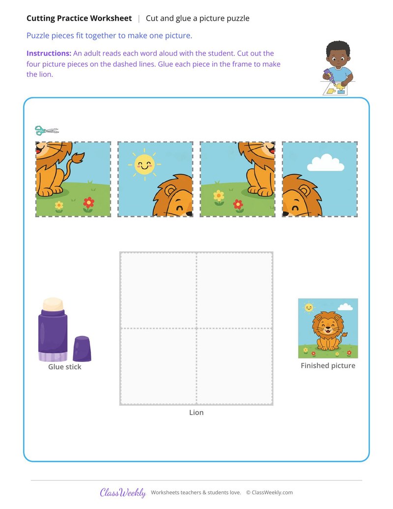 Cut and Glue the Picture Puzzle