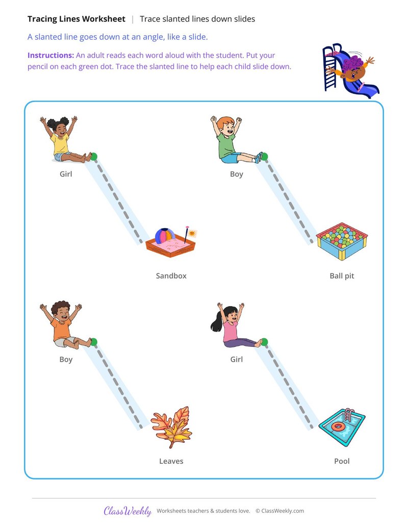 Trace the Slanted Lines, Down the Slide