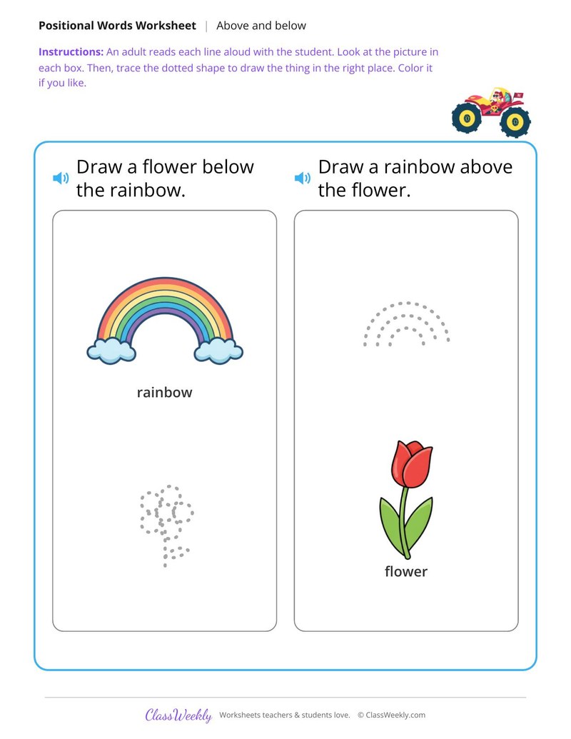 Rainbow and flowers