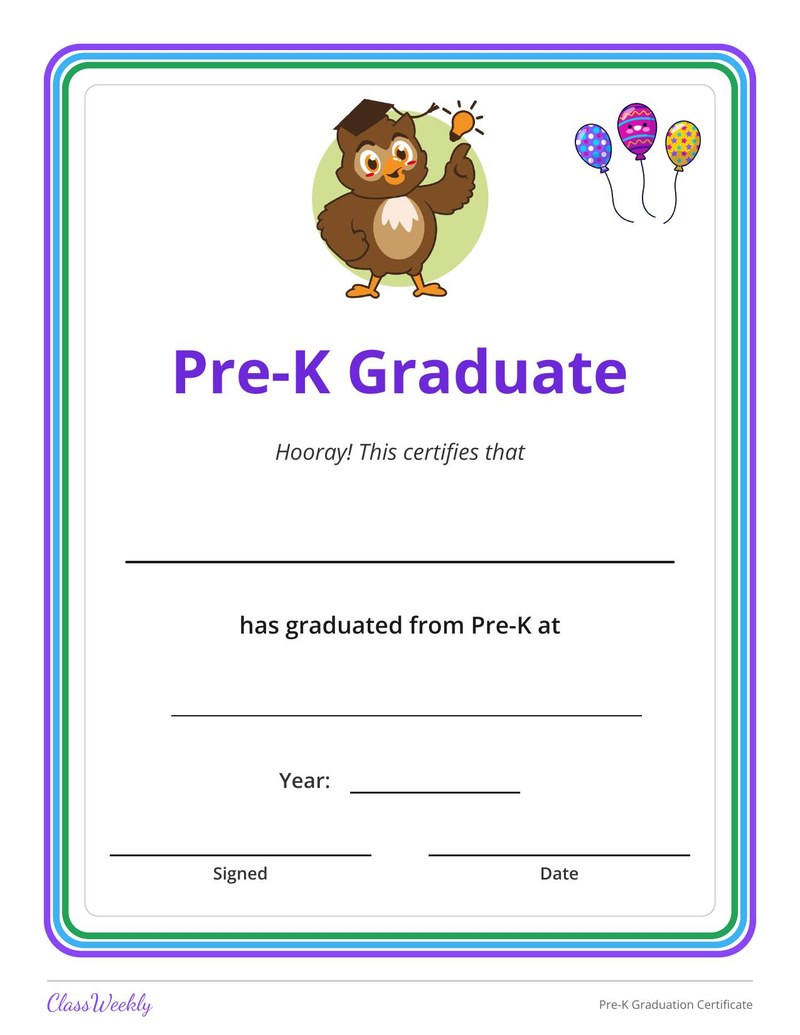 Pre-K Graduation Certificate