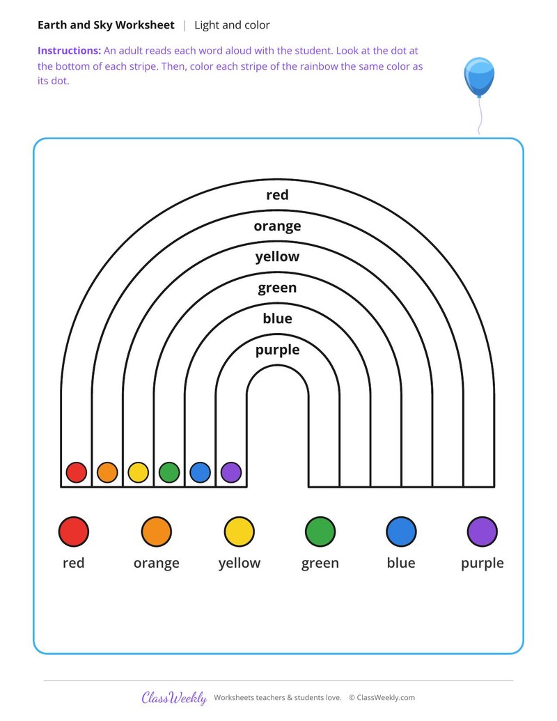 Color the rainbow - Color key