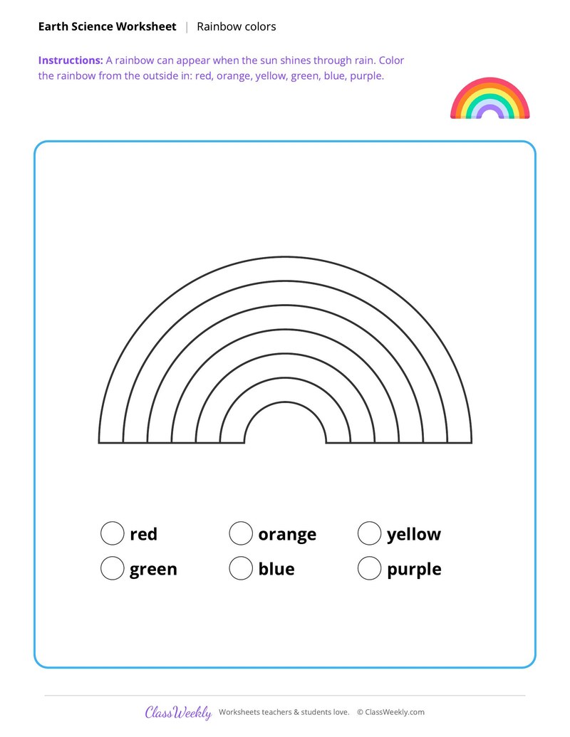 Earth Science: Rainbow colors
