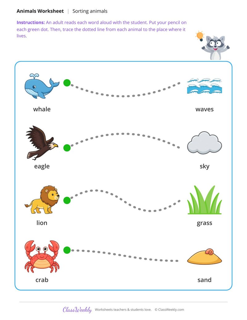 Animals to their group - Land, water, sky