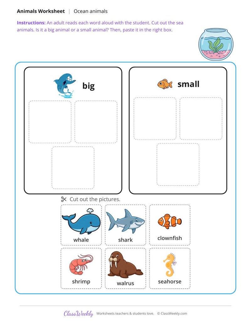 Big or small sea animals - Ocean