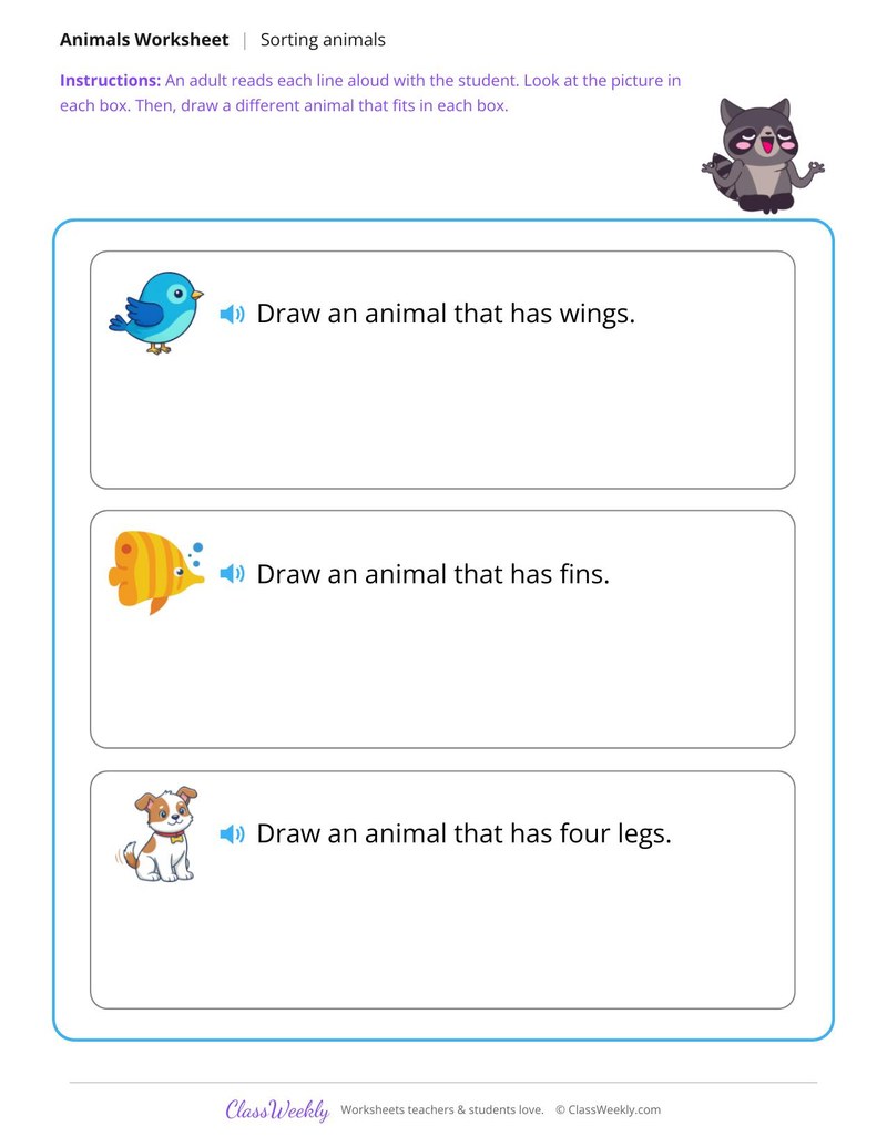 Draw an animal - For each group