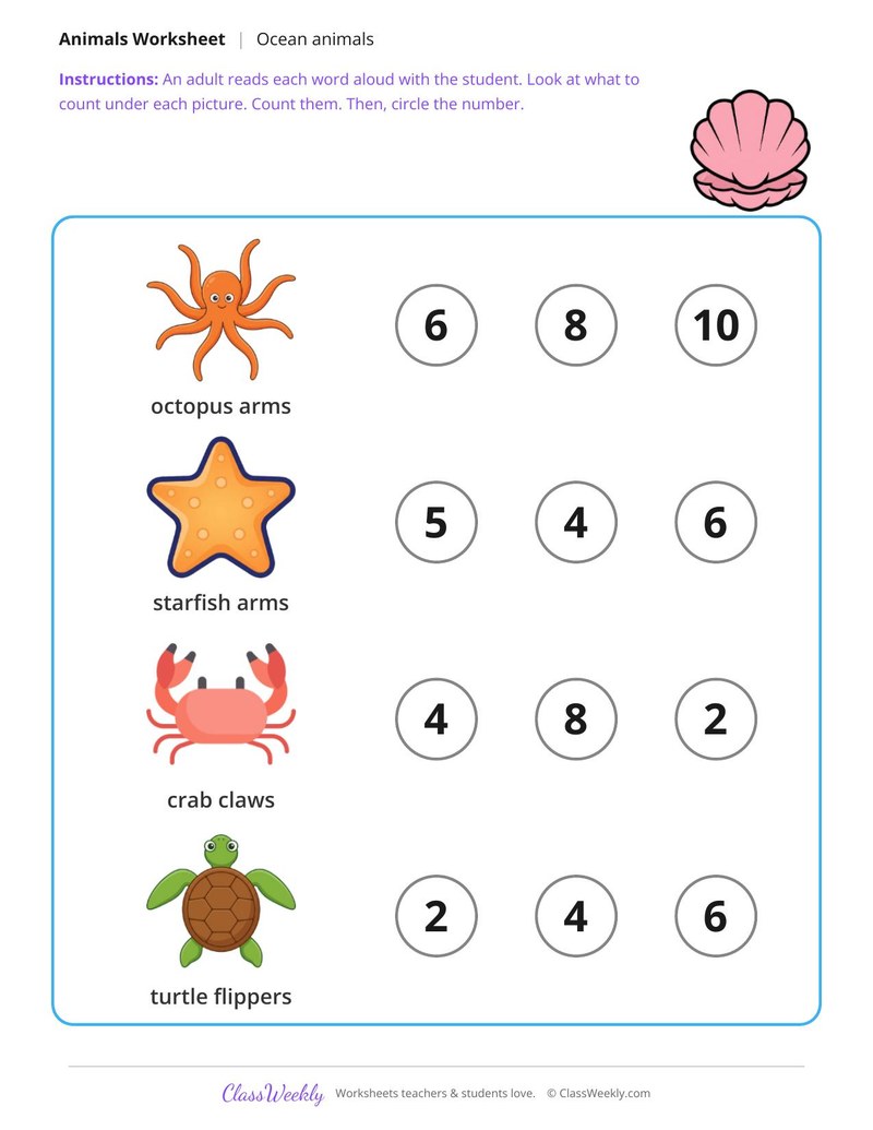 How many legs? - Sea creatures