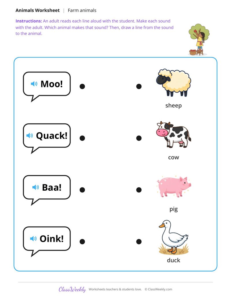 Match the animal to its sound