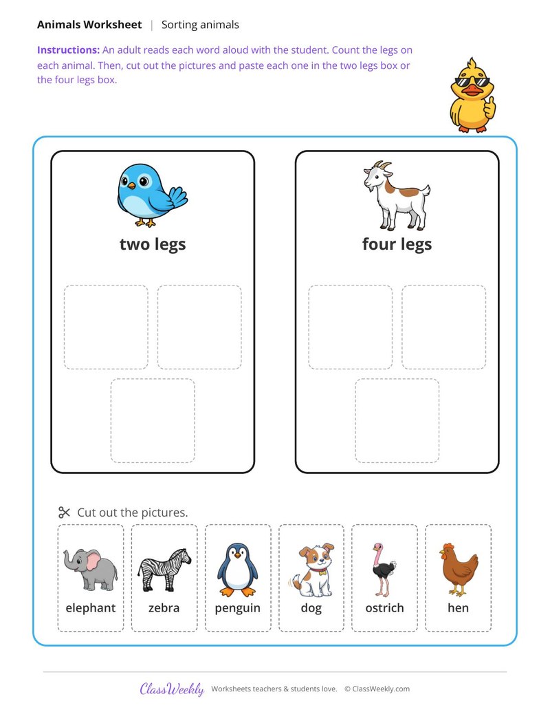 Sort by legs - Two or four legs