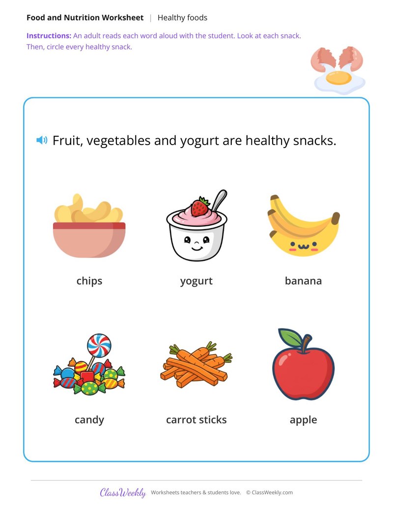 Circle the healthy snacks
