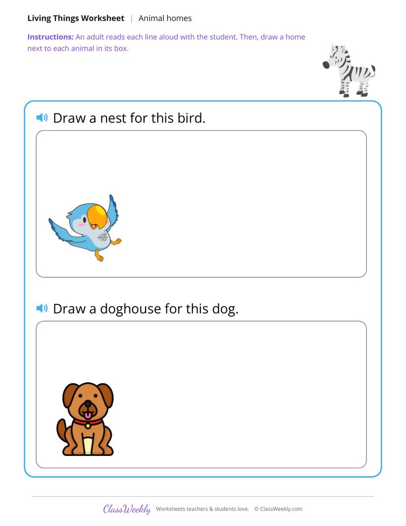 Draw a home - For an animal
