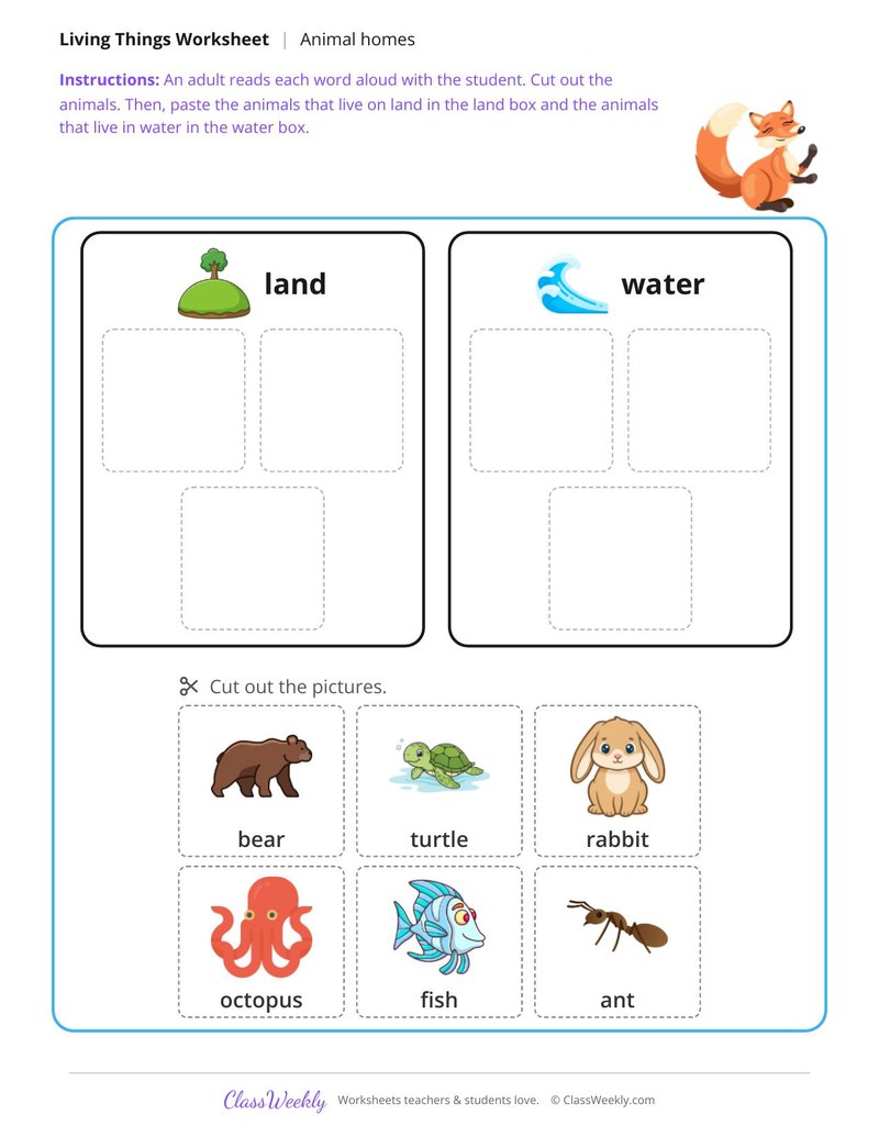 Land or water home - Animals