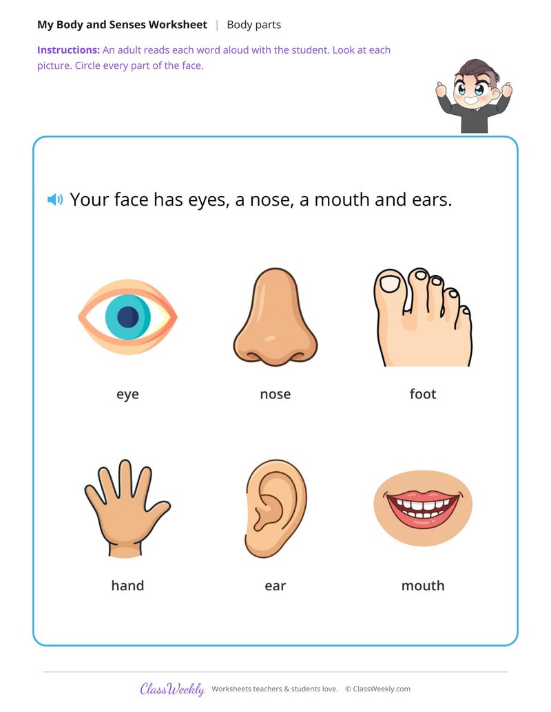 Circle the parts of the face - My face