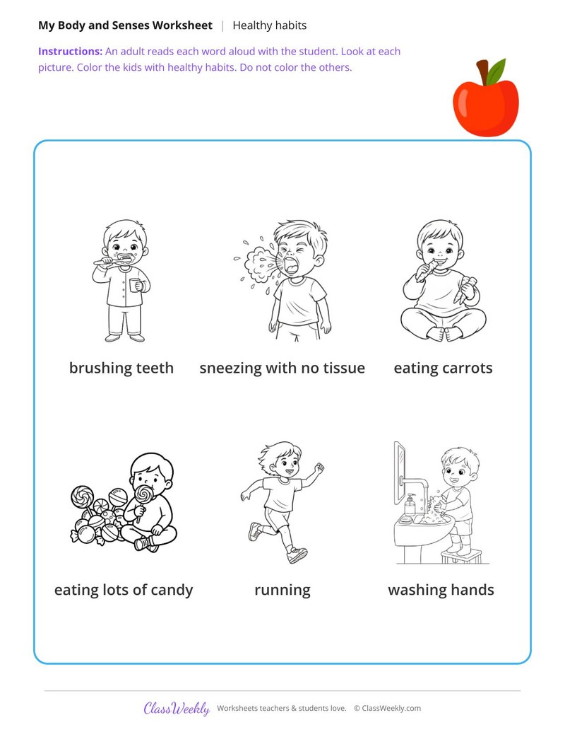 Color the healthy kids - Healthy habits