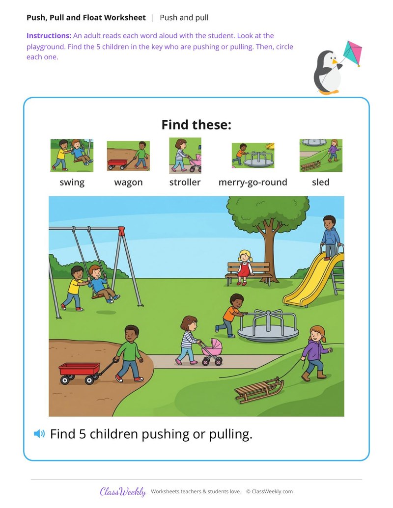 Find the pushes and pulls - At the playground