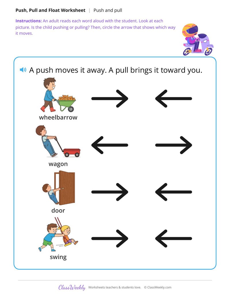 Push or pull? - Circle the arrow