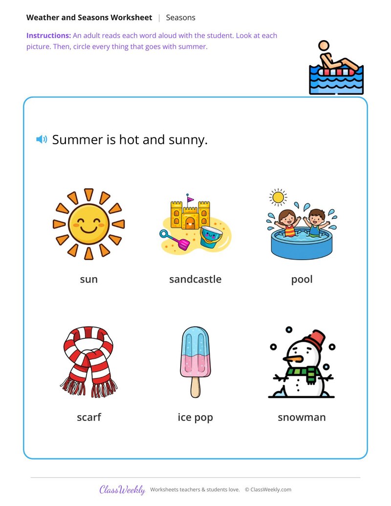 Circle the summer things - Summer