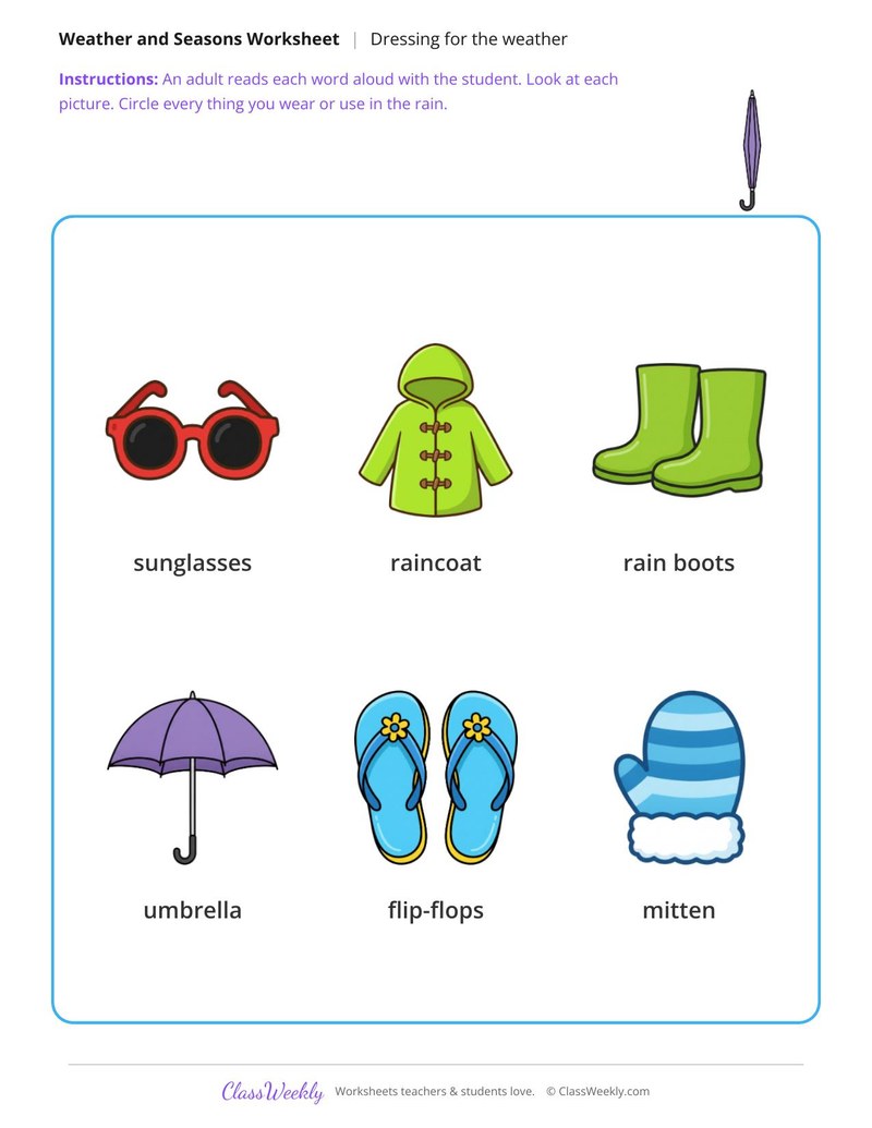 Circle what to wear in the rain - Rainy day