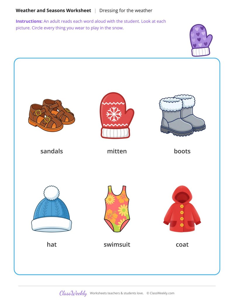 Circle what to wear in the snow - Snow day