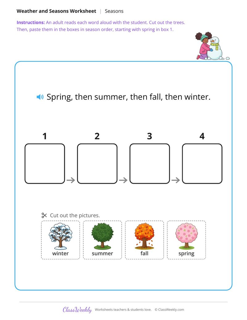 Put the seasons in order - One tree