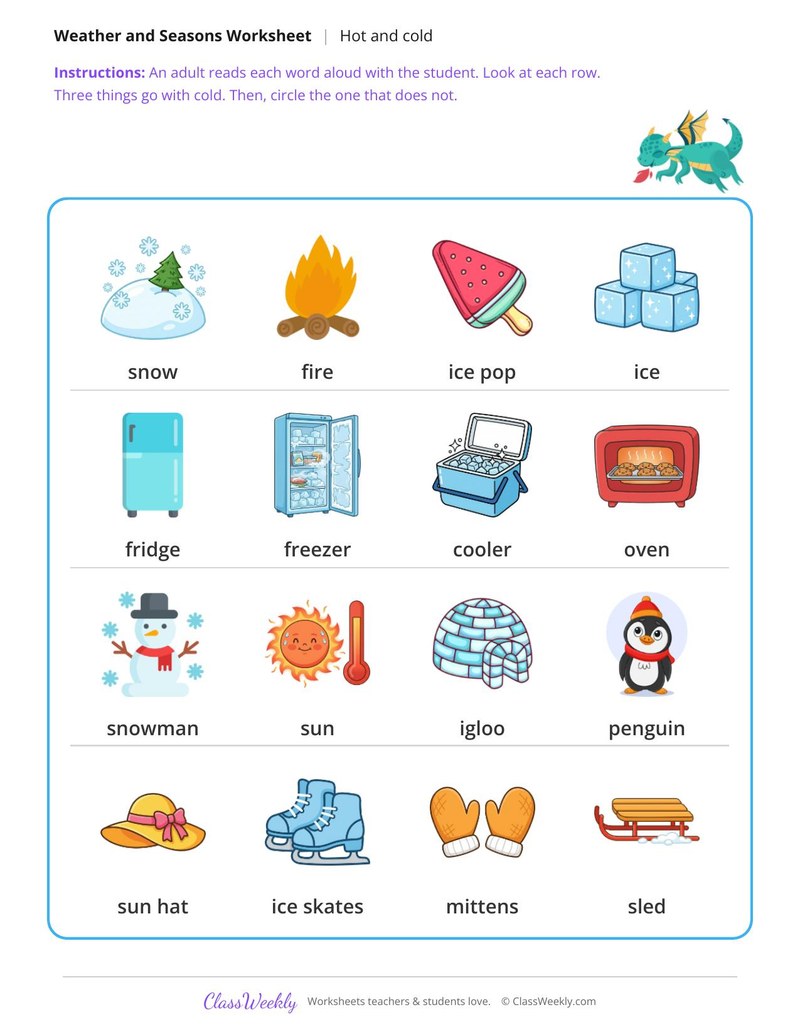 Which one is not cold? - Four rows
