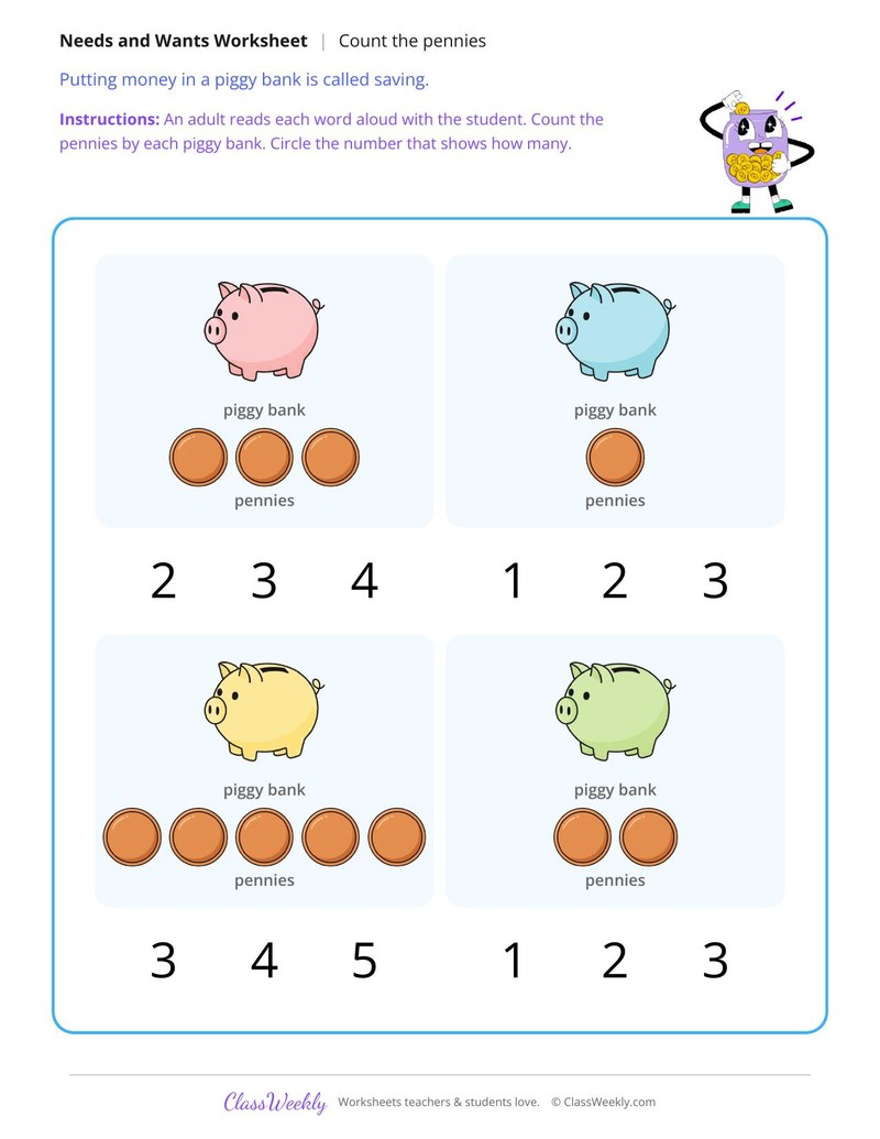 Save in the Piggy Bank, Count the Coins