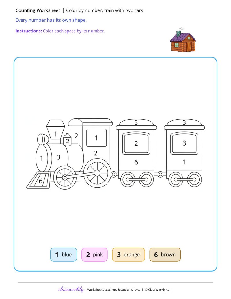 Color by number, train with two cars