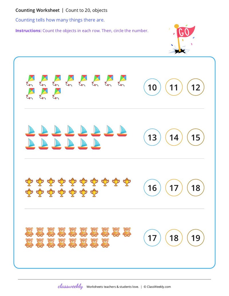 Count to 20, objects