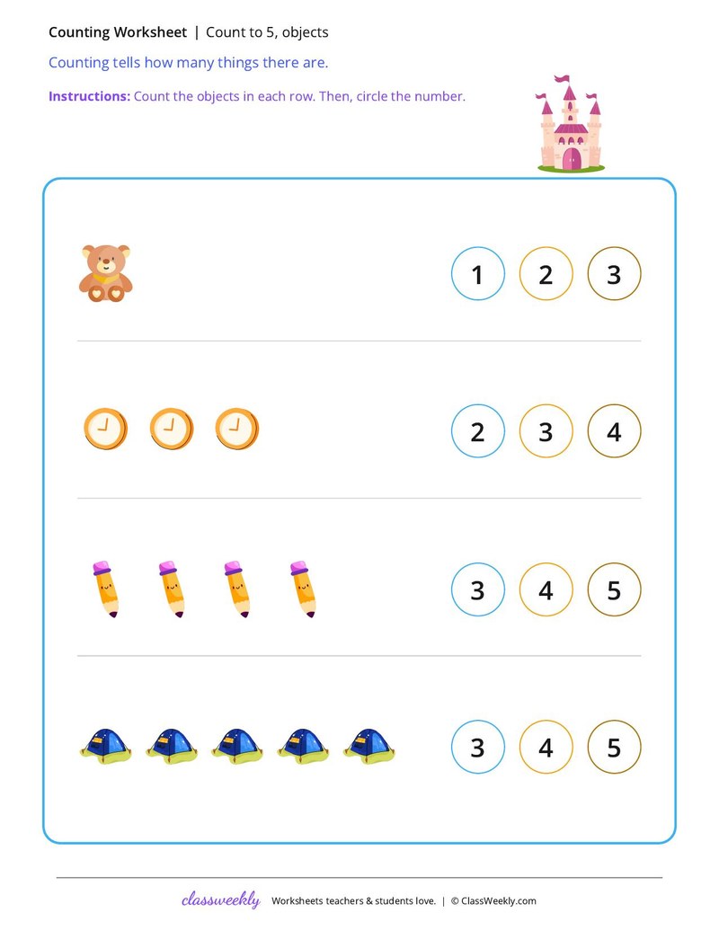 Count to 5, objects