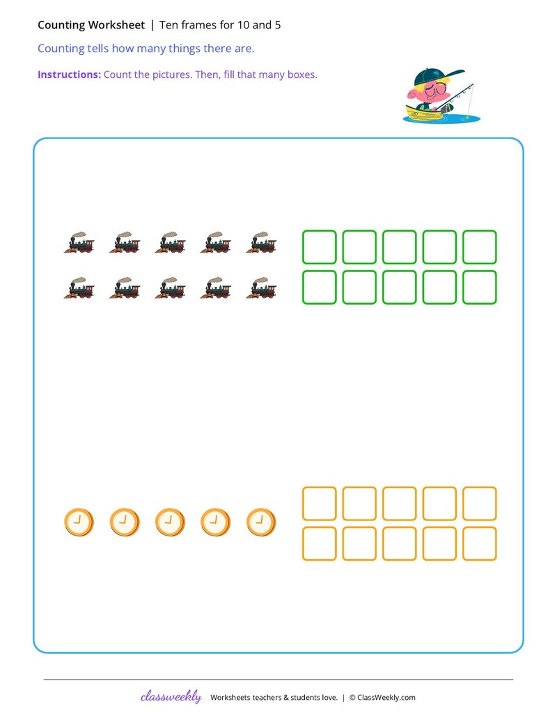 Ten frames for 10 and 5