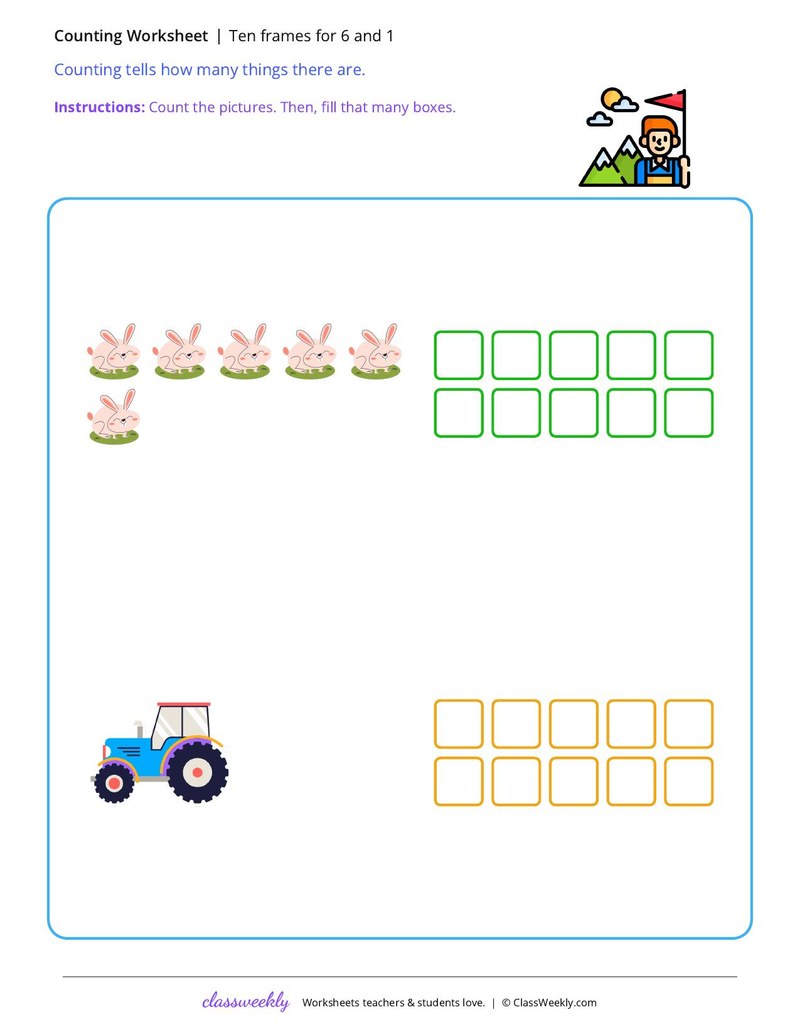 Ten frames for 6 and 1